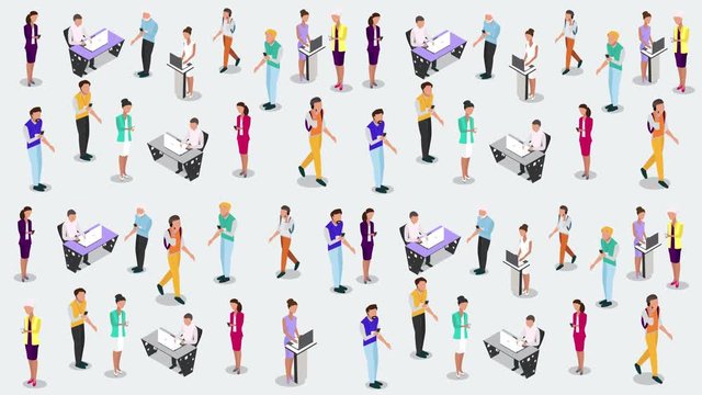 Isometric business people vector video. Businessman and business woman, business clothes. The concept of office workers, director and subordinates isolated on white background. -stock footage