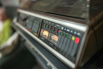 Close up of mixete, vintege sound system