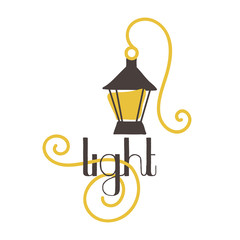 Lantern Logo Design with curly elements, for light companies, electrician