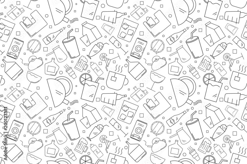 Wall mural Vector drink pattern. Drink seamless background