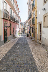 Fototapeta premium Typical alleys in Bairro Alto district in the centre of Lisbon, Portugal
