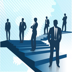 Business background ,business people standing on the stairs, concept of career growth.