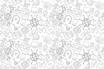 Vector internet of thinks pattern. Internet of things seamless background