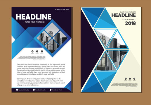 Business abstract vector template. Brochure design, cover modern layout, annual report, poster, flyer in A4 with colorful triangles, geometric shapes for tech, science, market with light background