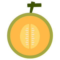 Sliced of cantaloupe icon in a flat style isolated on white background. vector illustration.