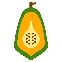 Sliced of papaya icon in a flat style isolated on white background. vector illustration.