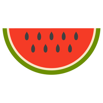 Sliced of watermelon pieces icon in a flat style isolated on white background. vector illustration.