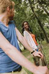 Multiracial couple in the park