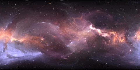 360 Äquirechteckige Projektion. Weltraumhintergrund mit Nebel und Sternen. Panorama, Umgebungskarte. Sphärisches HDRI-Panorama. © Peter Jurik