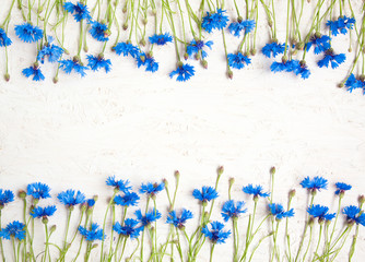 Rustic background with two Border pattern of Blue Cornflower