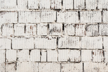 texture painted old brick wall, damaged uneven brickwork, abstract background