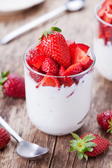 Glass Of Yogurt With Strawberries