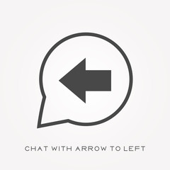 Silhouette icon chat with arrow to left