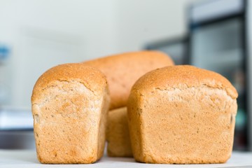 Bread folded on the table in the bakery