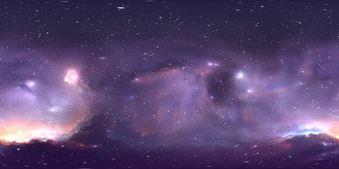 360 degree space nebula panorama, equirectangular projection, environment map. HDRI spherical panorama. Space background with nebula and stars. © Peter Jurik