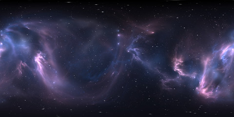 360 degree space nebula panorama, equirectangular projection, environment map. HDRI spherical panorama. Space background with nebula and stars. © Peter Jurik