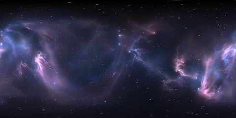 360-Grad-Weltraumnebel-Panorama, gleichwinklige Projektion, Umgebungskarte. Sphärisches HDRI-Panorama. Weltraumhintergrund mit Nebel und Sternen. © Peter Jurik
