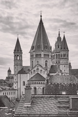St. Martin´s cathedral, Dom of Mainz Germany in black white photography