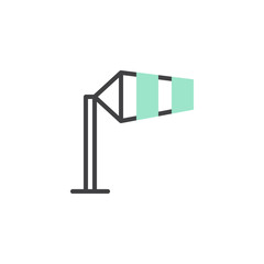 Obraz premium Windsock icon vector, linear flat sign, bicolor pictogram, green and gray colors. Measuring wind speed symbol, logo illustration