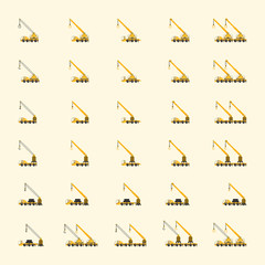 Mega set of crane truck flat design