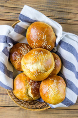 homemade buns with sesame