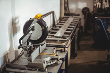 Circular saw machine on a table
