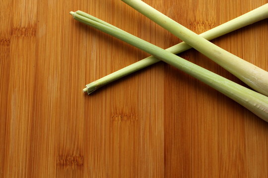 Lemongrass on bamboo board