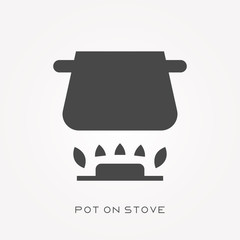 Silhouette icon pot on stove