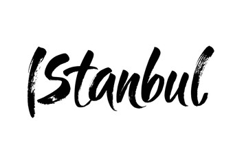 Beautiful hand written text typography design of europe european city istanbul name logo suitable for tourism or visit promotion
