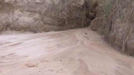 Alluvial fans at red cliff on Sylt island, Germany. Schwemmfächer am Roten Kliff auf Sylt, Deutschland.