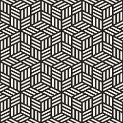 Vector seamless pattern. Modern stylish lattice texture. Repeating geometric background. Cubes with mosaic faces.