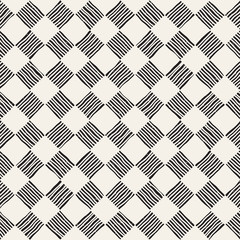 Hand drawn seamless repeating pattern with checker lines tiling. Grungy freehand background texture.