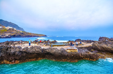 Fototapeta premium Traditional volcanic swimming pools in Garachico resort, Tenerife island, Spain