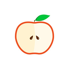 Half of red apple flat illustration for design
