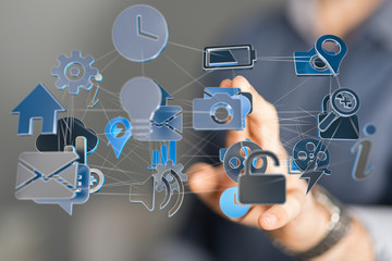 network holograms datas digital sphere 3D