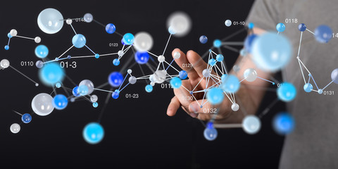network holograms datas digital sphere 3D