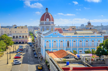 aerial view of the central square of the Cuban city