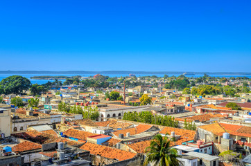 Fototapeta na wymiar panorama from the air to the port city, Cuba