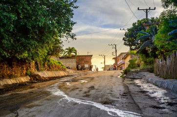 Street in the Cuban province at sunset
