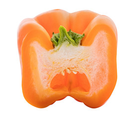 Fresh orange pepper isolated on white background with clipping path.