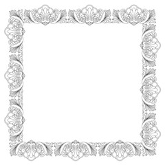 Vintage border frame engraving with retro ornament pattern in antique baroque style decorative design. Vector