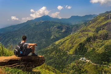 Foto op Canvas Little Adam's peak. Mountains in Sri lanka. Young man looking at the landscape © Roberto