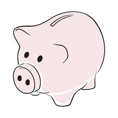 Vector image of a piggy bank for money isolated on a white background.