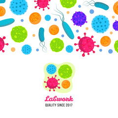 Macro bacteria and virus vector biology illustration. Illustration of bacteria and microbe organism allergen.