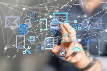 network holograms datas digital sphere 3D