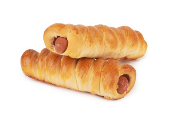 sausage buns on white