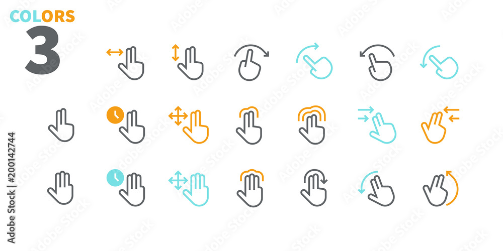 Poster gesture view outlined pixel perfect well-crafted vector thin line icons 48x48 ready for 24x24 grid f