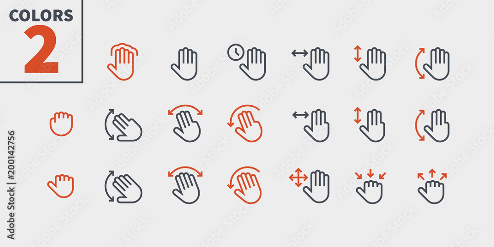 Poster gesture view outlined pixel perfect well-crafted vector thin line icons 48x48 ready for 24x24 grid f