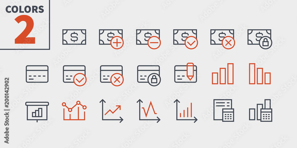 Poster financial pixel perfect well-crafted vector thin line icons 48x48 ready for 24x24 grid for web graph