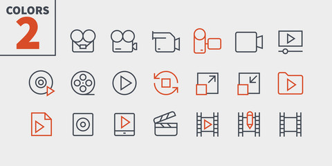 Audio Video Pixel Perfect Well-crafted Vector Thin Line Icons 48x48 Ready for 24x24 Grid for Web Graphics and Apps with Editable Stroke. Simple Minimal Pictogram Part 4